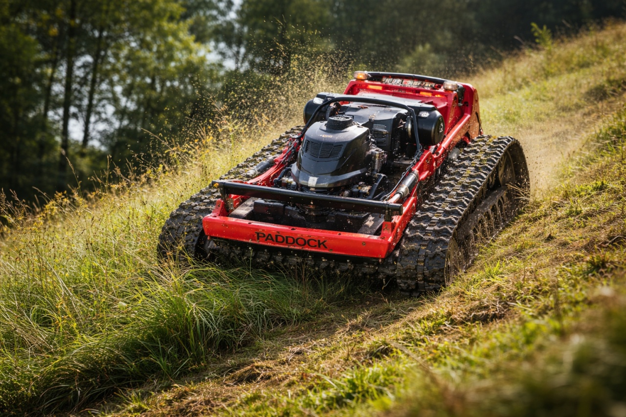 Pásová sekačka v terénu